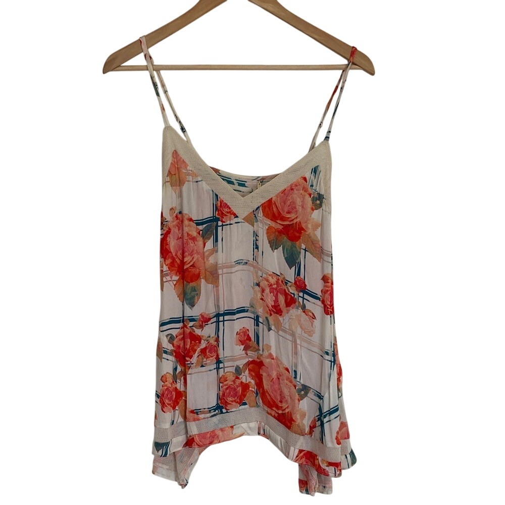 Rebecca Minkkoff Womens Flowy Floral Camisole Tank Size Small Cream Orange